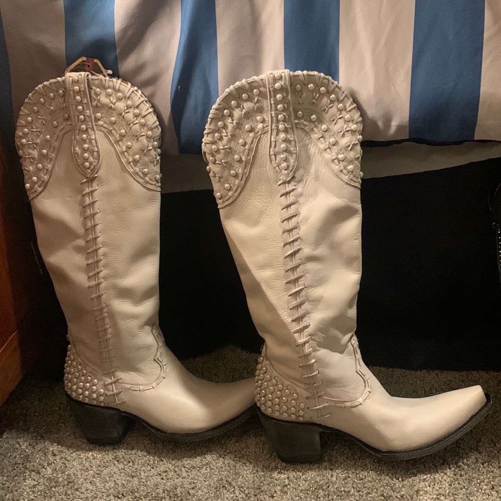 Double D Boots bridal pearl snip toe 8.5